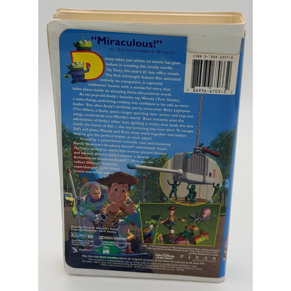 Toy Story VHS 1996 Disney Pixar Clamshell Case - Picture 2 of 4